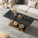 Axyaa Rectangle 2-Tier Faux Marble Wood Coffee Table
