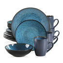 Axyaa Vintage Ceramic Tableware Set - Blue/Brown Stoneware Dinnerware, 16/32/48-Piece