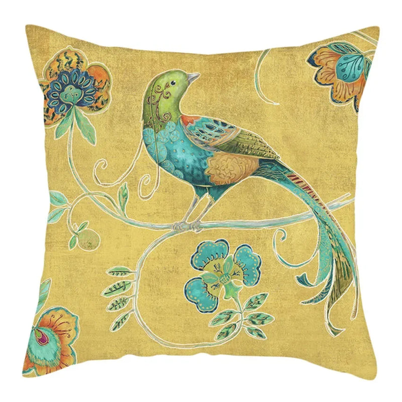Blue Bird Print Cushion Cover by Axyaa - Home Decor Pillow Case for Sofa Bed