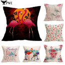 Axyaa Summer Flamingo Linen Pillowcase - 45*45cm