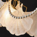 Axyaa Vintage Ginkgo Leaf Chandelier French Cream Style Crystal Glass Light