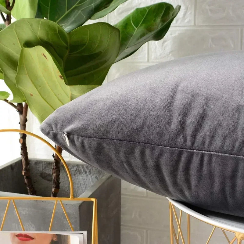 Axyaa Velvet Cushion Cover Set - Home Decor for Sofa, Living Room - Lumbar & Throw Pillow Case