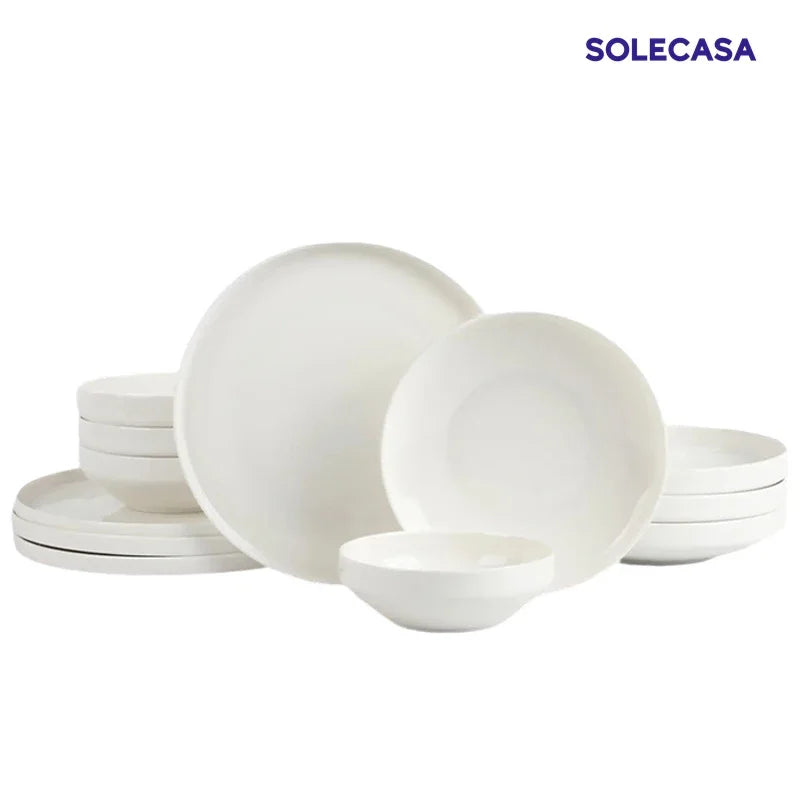 Axyaa White Porcelain Dinnerware Set: Bowls & Plates, Scratch Resistant, Ideal for Meals