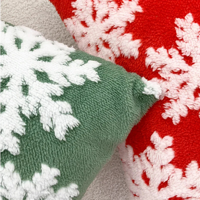 Axyaa Soft Snowflakes Cushion Cover Christmas Decoration Red Green 45x45cm 30x50cm