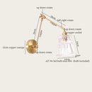 Axyaa Vintage LED Wall Lamp Swing Long Arm Loft Glass Copper Light for Bedroom