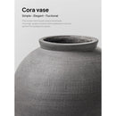 Axyaa Sandstone Black Round Floor Vase - Large 12.5 Inch, Farmhouse Rustic Home Decor