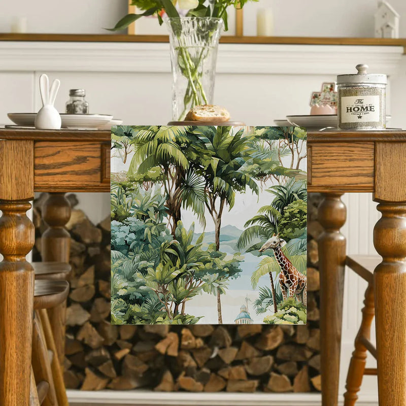 Axyaa Tropical Rainforest Table Runner for Kitchen Holiday Party Dining Decor