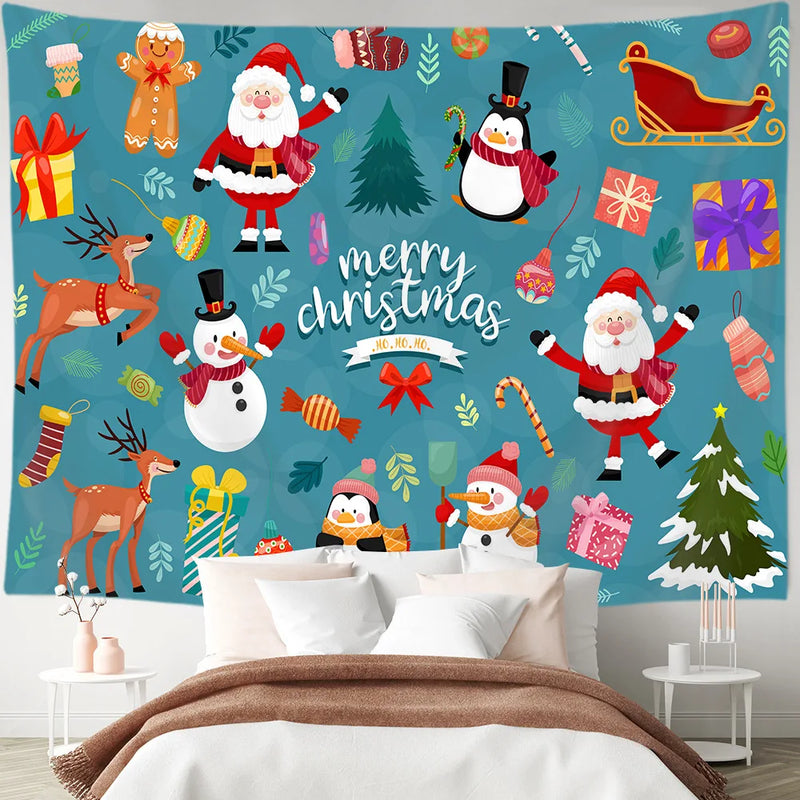 Axyaa Christmas Tapestry: Festive Holiday Party Decoration for Home Living Room Bed
