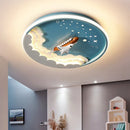Axyaa Unicorn Rocket Round Ceiling Light for Kids' Room, Study, and Bedroom