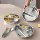 Axyaa Stainless Steel 3-Compartment Dinner Plate Tray - Divided Dining Kitchen Food Container