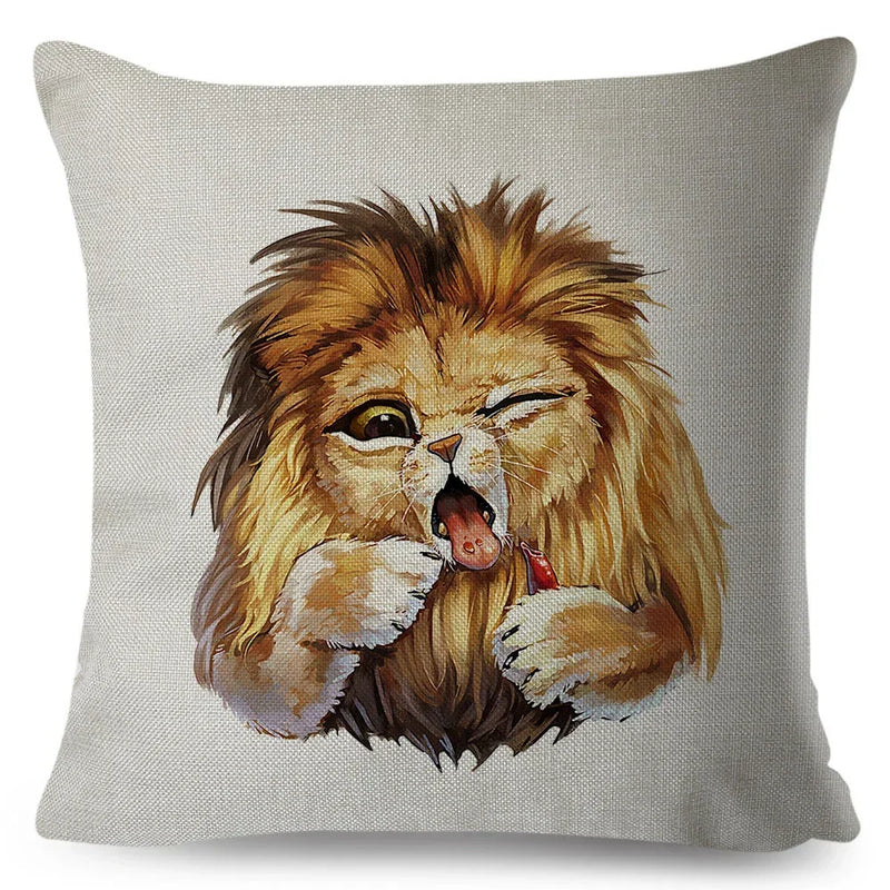 Axyaa Watercolor Animal Pillowcase - Cute Cartoon Design for Living Room Sofa