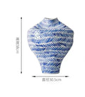 Axyaa Blue & White Ceramic Art Vase for Desktop Flower Arrangement and Hydroponic Plant Display