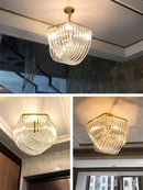 Axyaa Nordic Gold Metal LED Chandelier with Clear Glass Tube Lampshade