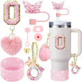 Axyaa 9-Piece Cup Accessory Set: Butterfly Straw, Cover, Cap, Boot, Charm, Initials Sticker, Stopper