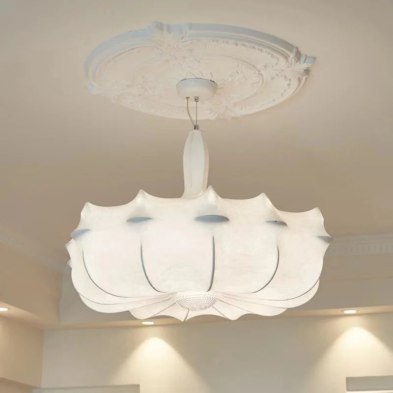 Axyaa Modern Handcrafted Silkworm Cloth Chandelier, 5-Light LED Pendant for Restaurants