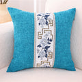 Axyaa Blue White Porcelain Chinoiserie Pillow Cover Chinese Style Linen Living Bedroom