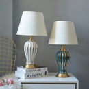 Axyaa White Ceramic Table Lamp - Elegant Bedroom and Living Room Decor