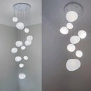 Axyaa White Glass LED Pendant Chandelier - Nordic Villa Stairs Cobble E27 Modern Design