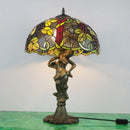 Axyaa Tiffany Glass Table Lamp: LED Retro Desk Light for Home Decor