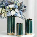 Axyaa Gilded Ceramic Vase for Flowers Desk Decoration - Nordic Home Decor