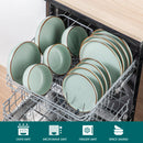 Axyaa LOIRE 16/32 Piece Green Stoneware Dinnerware Set for Oven - 4 Plates/Bowls