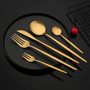 Axyaa Matte Gold Tableware Cutlery Set Stainless Steel Flatware Kitchen Dinner