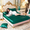 Axyaa Satin Silky Fitted Bed Sheet Set - Luxury Solid Color Sheets & Pillow Cases