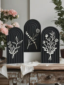 Axyaa Natural Wood Desk Ornaments - Floral Relief Decor, Botanical Wall Art Panels