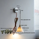 Axyaa Nordic LED Wall Sconce Pull Chain Switch Bedside Lamp Fixtures White Ceramic