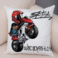 Axyaa Extreme Sports Motorcycle Pattern Cushion - Cartoon Design for Home & Car
