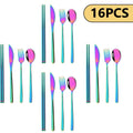 Axyaa Stainless Steel Dinnerware Set 16Pcs - Knife Fork Spoons Cutlery Kitchen Set