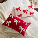 Axyaa Christmas Bowknot Embroidered Pillow Covers for Home Decor