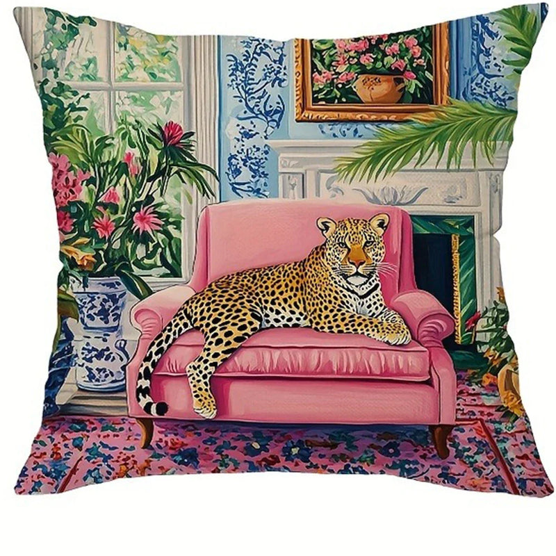 Axyaa Leopard Flower Flamingo Pillowcase Set