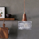 Axyaa Nordic Wooden Pendant Lights for Kitchen Restaurant, Industrial Glass Chandelier, E27/E26 Fixtures