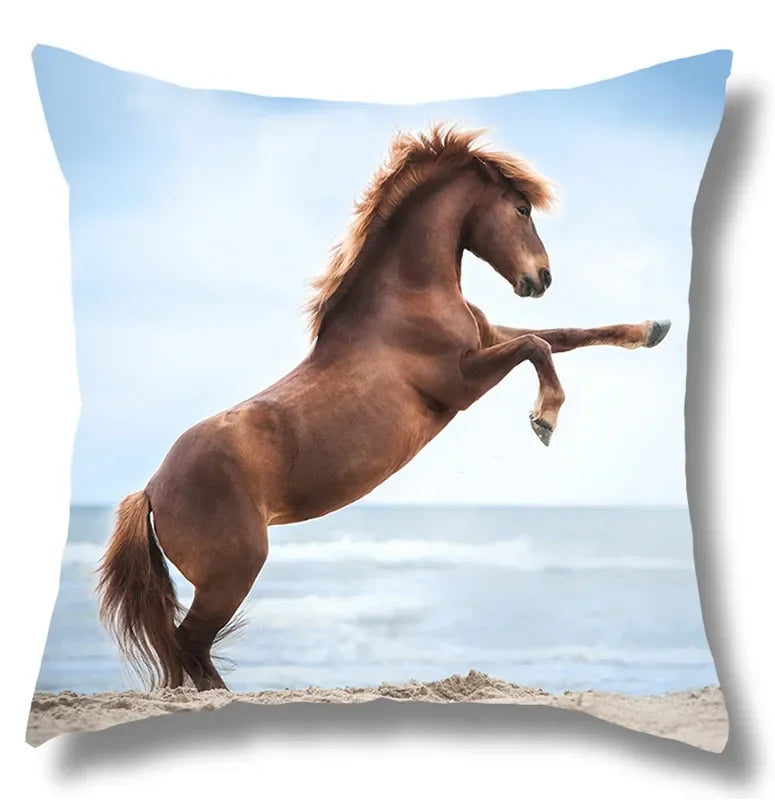 Fine Horse Print Cushion Cover for Home Decor by Axyaa