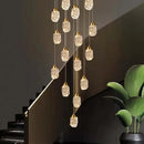 Axyaa Crystal Chandelier LED Pendant Lamp Modern Design Gold Hanging Light
