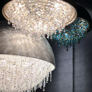 Axyaa Luxury Crystal Chandelier Black White LED Round Light for Living Dining Room