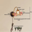 Axyaa Amber Glass LED Wall Sconce Antique Brass Industrial Vintage Bedside Lamp