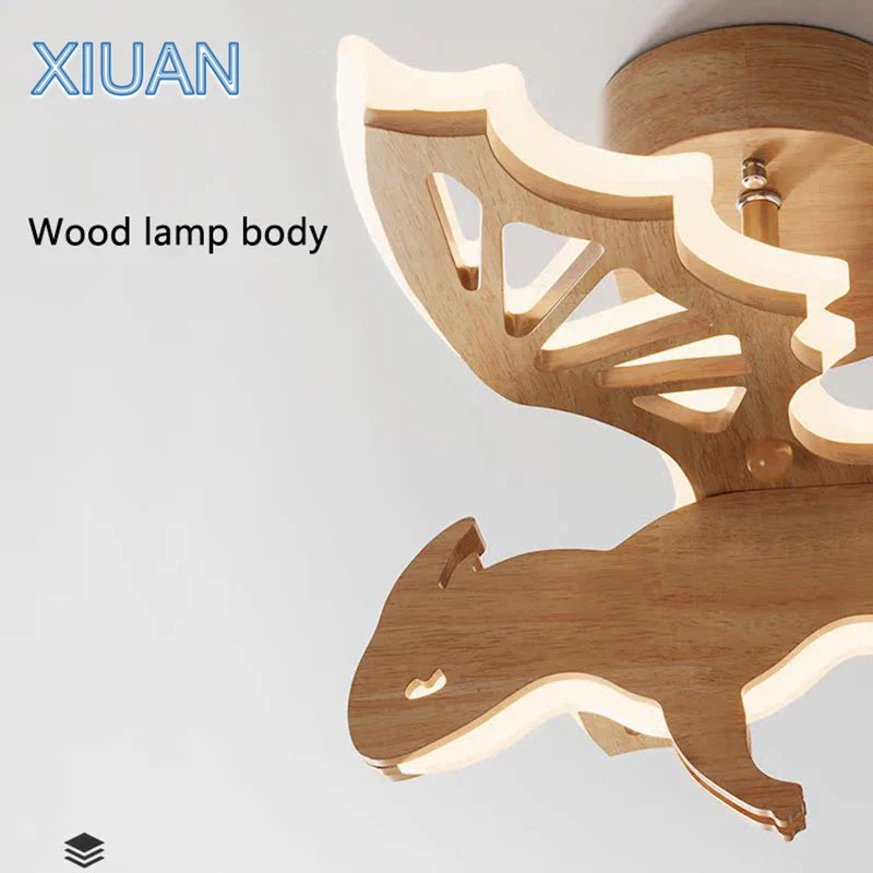 Axyaa Dinosaur Wooden Ceiling Chandelier for Kids Bedroom