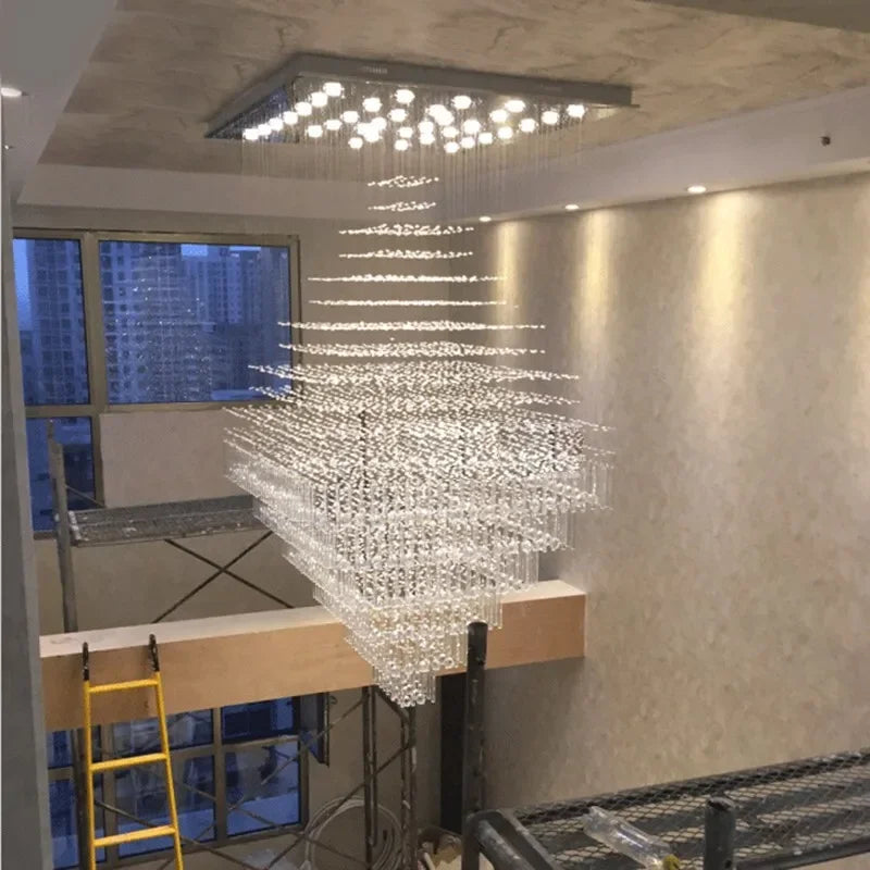 Axyaa Crystal Chandelier Lighting for Living Room Hotel Lobby Ceiling