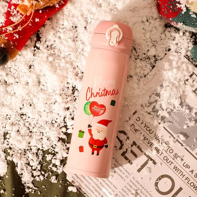 Axyaa Christmas Stainless Steel Vacuum Thermos Cup with Festive Designs for Xmas & New Year