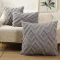 Axyaa Beige Faux Wool Rhombus Throw Pillow Covers Soft Plush Short Fleece Patterned Pillowcase