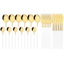 Axyaa Pink Gold Stainless Steel Cutlery Set - 24Pcs Mirror Dinnerware Flatware