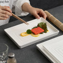 Axyaa Ceramic Steak Plate - White Square Texture Artistic Conception Tableware