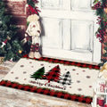 Axyaa Christmas Home Decoration Door Mat with Santa Snowman Tree Print