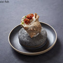 Axyaa Volcano Stone Sushi Plate: Creative Ceramic Tableware for Molecular Cuisine