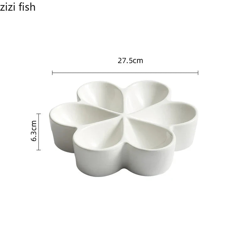 Axya Ceramic Dinner Plate: Multi Grid Snack Tray for Sashimi & Sushi