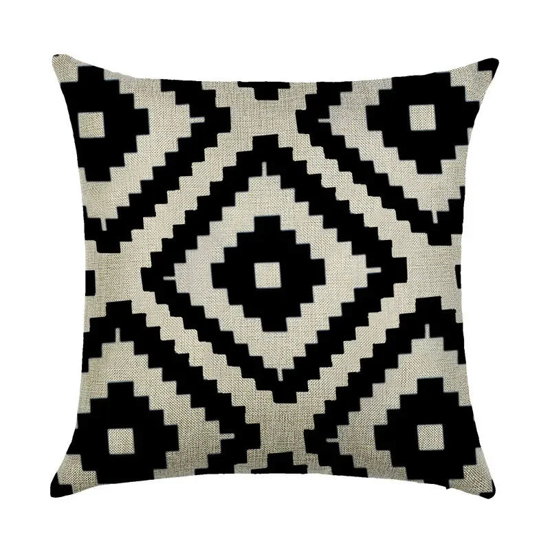 Axyaa Abstract Geometry Linen Pillowcase 45*45cm Square Home Sofa Decor Cover