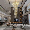 Axyaa Gold Branch Ceiling Chandelier: Luxury LED Pendant Light for High Stairway.