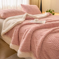 Axyaa Cozy Striped Coral Fleece Blanket for Sofa Bed, Autumn Winter Plush Throw